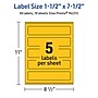 Avery Laser/Inkjet Rectangle Multipurpose Labels, 1.5" x 7.5", Bright Yellow, 50/Pack (94231)~#|#~FDDFAF6C-A1ED-4D9E-B8A32289EA195B33_sc7