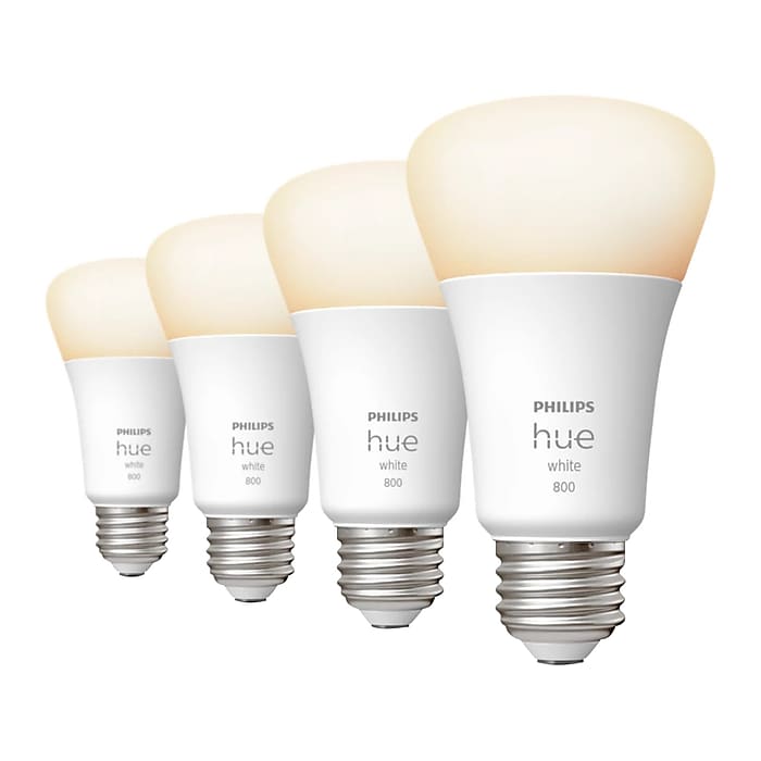 Philips Hue 60W Equivalent A19 LED Smart Light Bulb Warm White 4 Pack 476977 Staples