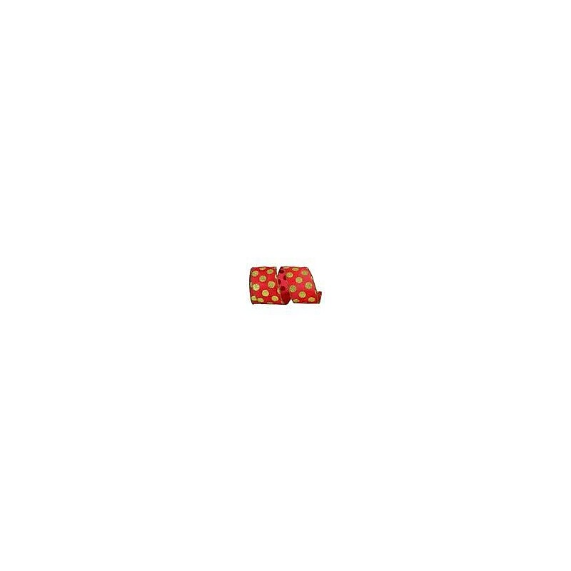 JAM Paper Ribbon, Red with Lime Glitter Dots (52640348586) image 1