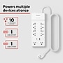 Staples TECH 10-Outlet 2-USB Port Surge Protector, 6', 3000 Joules, White (ST62776)~#|#~FDF004E1-5652-4A30-B59902728BCA0961_sc7