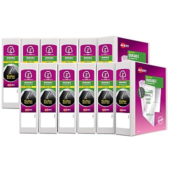 Avery 2" 3-Ring View Binders, D-Ring, White, 12/Pack (09501CT)