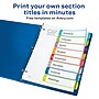 Avery Ready Index Table Of Contents Dividers, Multicolor Tabs, 1-8, Letter~#|#~sp42480827_sc7