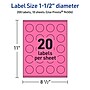 Avery Laser/Inkjet Round Multipurpose Labels, 1.5" Dia., Bright Pink, 200/Pack (94506)~#|#~FDFF0963-A6FB-41DA-B6F1D770C6F5C108_sc7