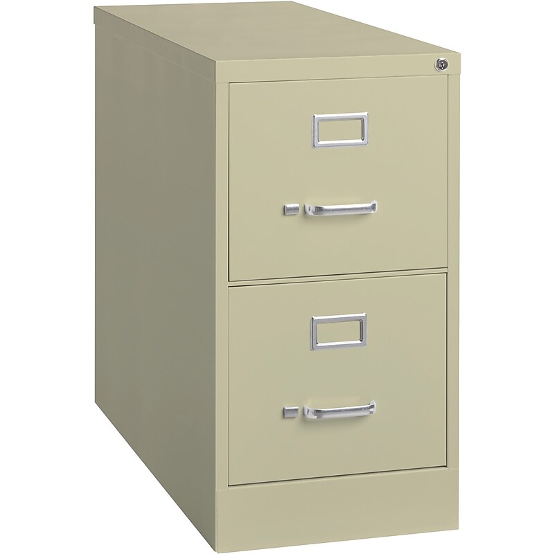 Lorell Commercial 2-Drawer Vertical File Cabinet, Letter Size, Lockable, 28.4"H x 15"W x 26.5"D, Putty (LLR60196) image 1