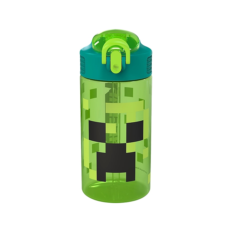 Zak! Minecraft Meadow Plastic Water Bottle, 16 oz., Green/Black (MICR-T120) image 1