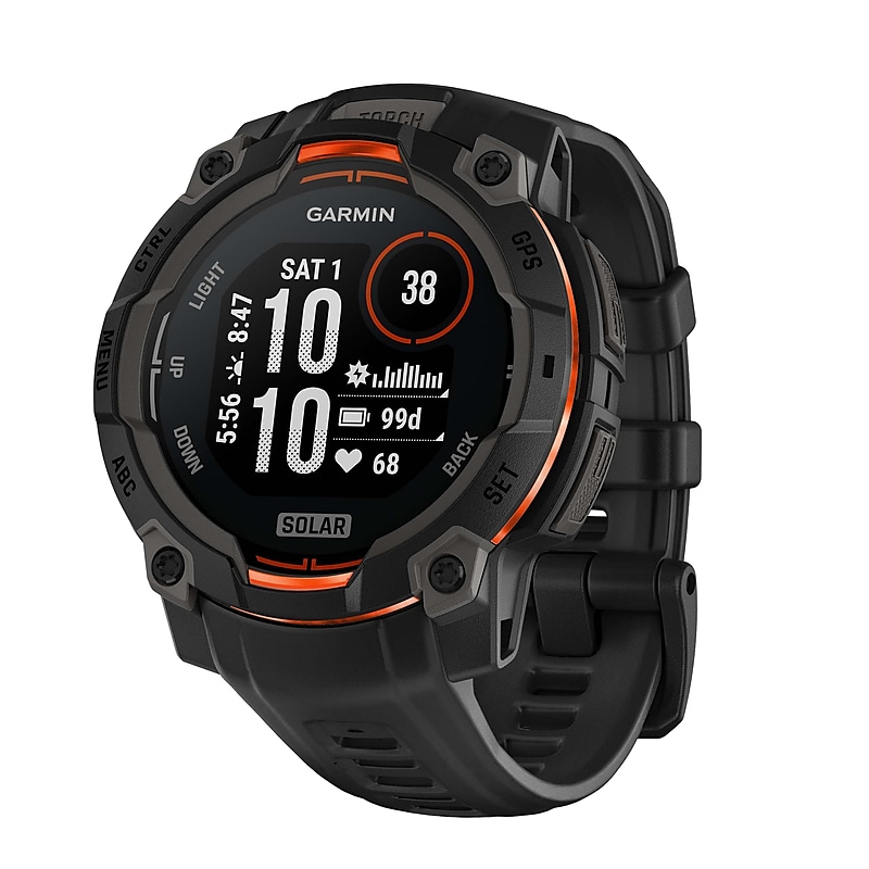 Garmin Instinct 3 Solar GPS Smartwatch, Black, 45mm (GRM0293400) image 1