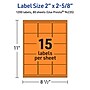 Avery Laser/Inkjet Multipurpose Rectangle Labels, 2" x 2-5/8", Bright Orange, 1200/Box (94235)~#|#~FE066223-F236-44C4-B8CF564CB768951D_sc7