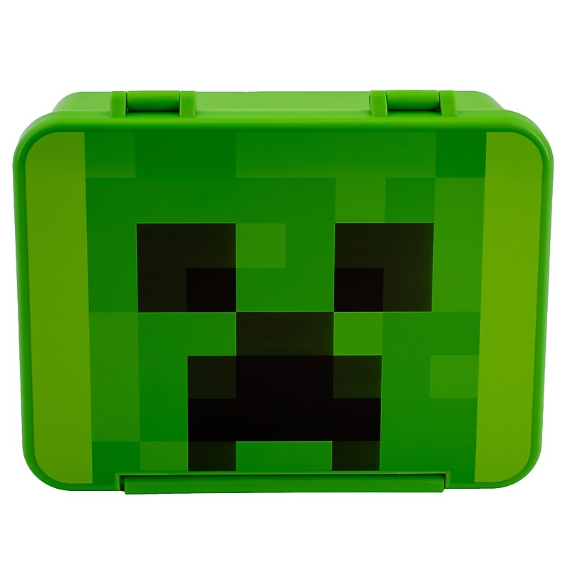 Accessory Innovations Kids Minecraft Creeper Bento Box, 3-Compartment, Green (B25MD63978-ST) image 1