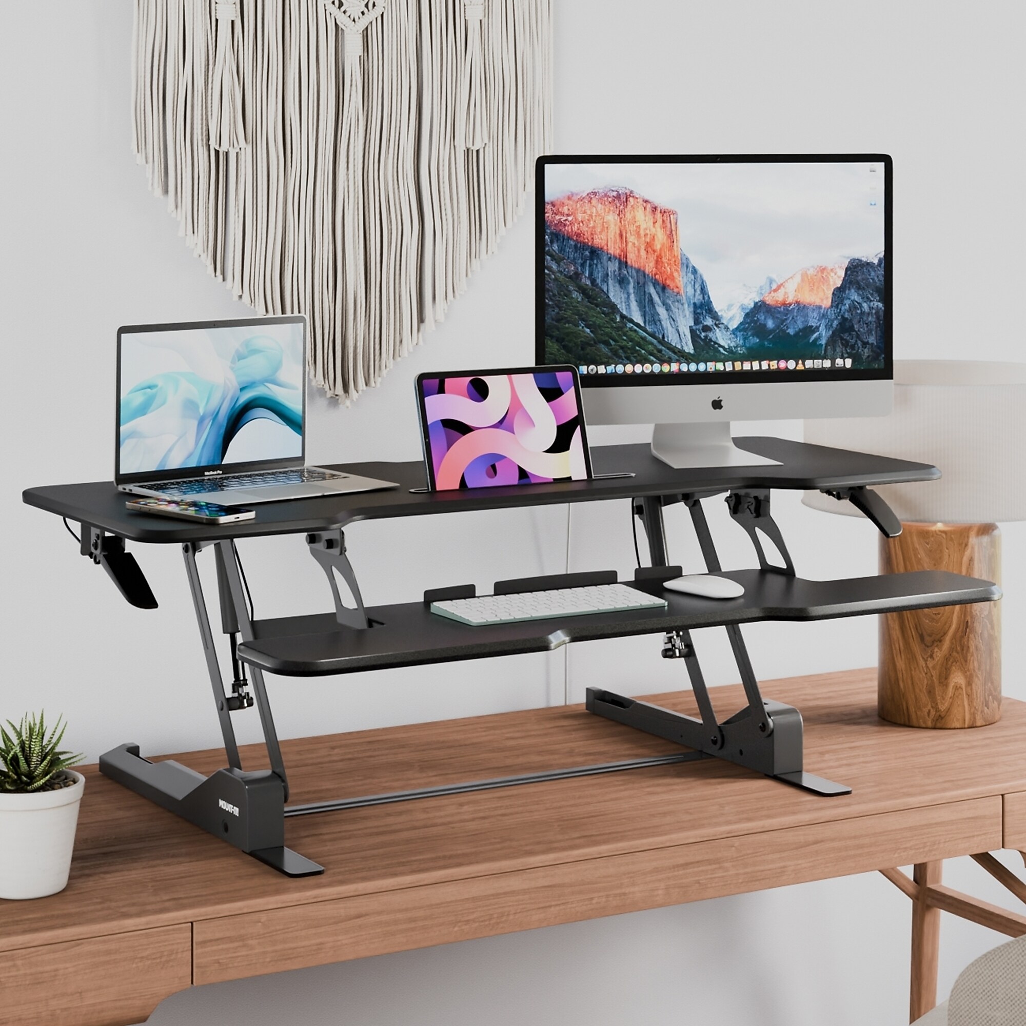 Mount-It! 47″ W Manual Rectangular Adjustable Standing Desk Converter, Black (MI-15009L) Sansujyuku sansujyuku.com
