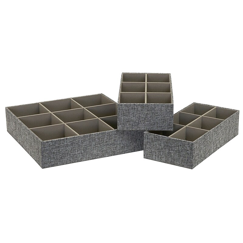 Household Essentials Drawer Organizers, Graphite, 3/Pack (752-1) image 1