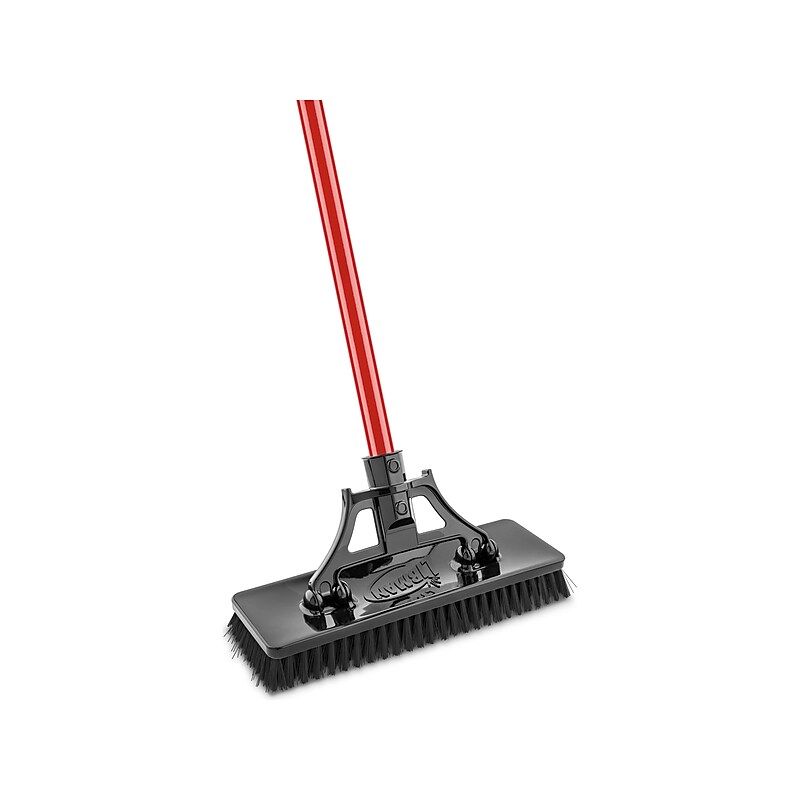 Libman 13.5" Polymer Industrial Heavy-Duty Floor Scrub, Black/Red, 4/Pack (1576) image 1