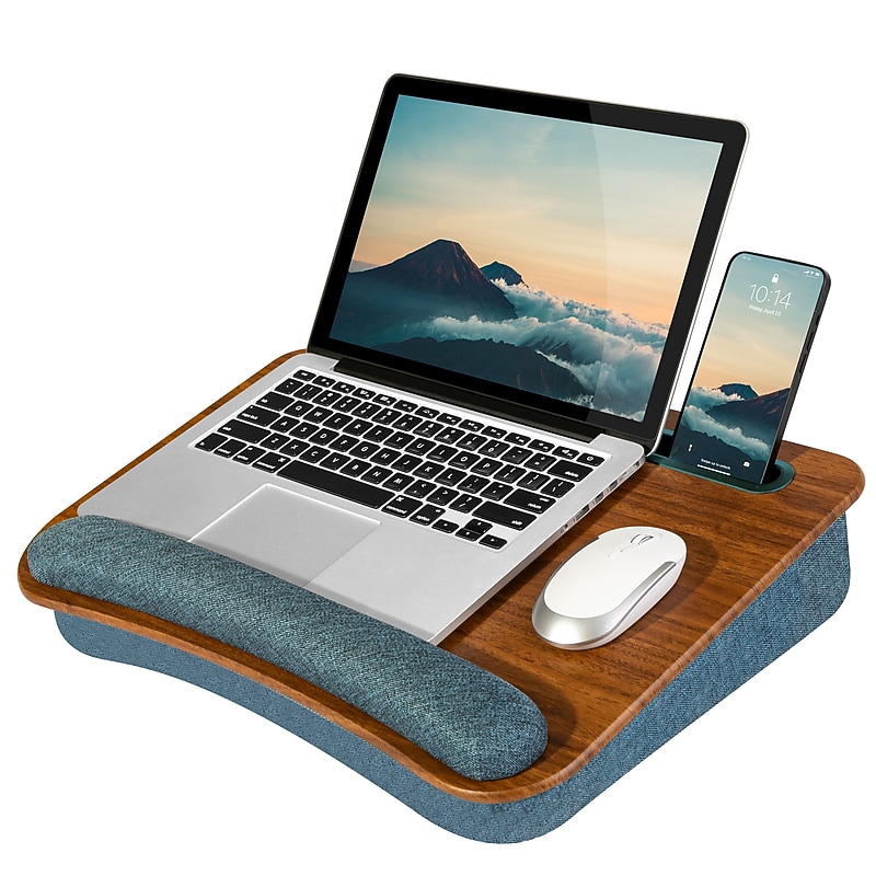 LapGear Portable 17.8" x 13.5" x 3" Laptop Lap Desk, Espresso Woodgrain image 1