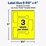 Avery Laser/Inkjet Multipurpose Labels, 5-7/8" x 4", Neon Yellow, 30 Labels/Pack (19479370800)~#|#~FE2AD2A8-2ED6-40F5-8288D132ECC31AE9_sc7