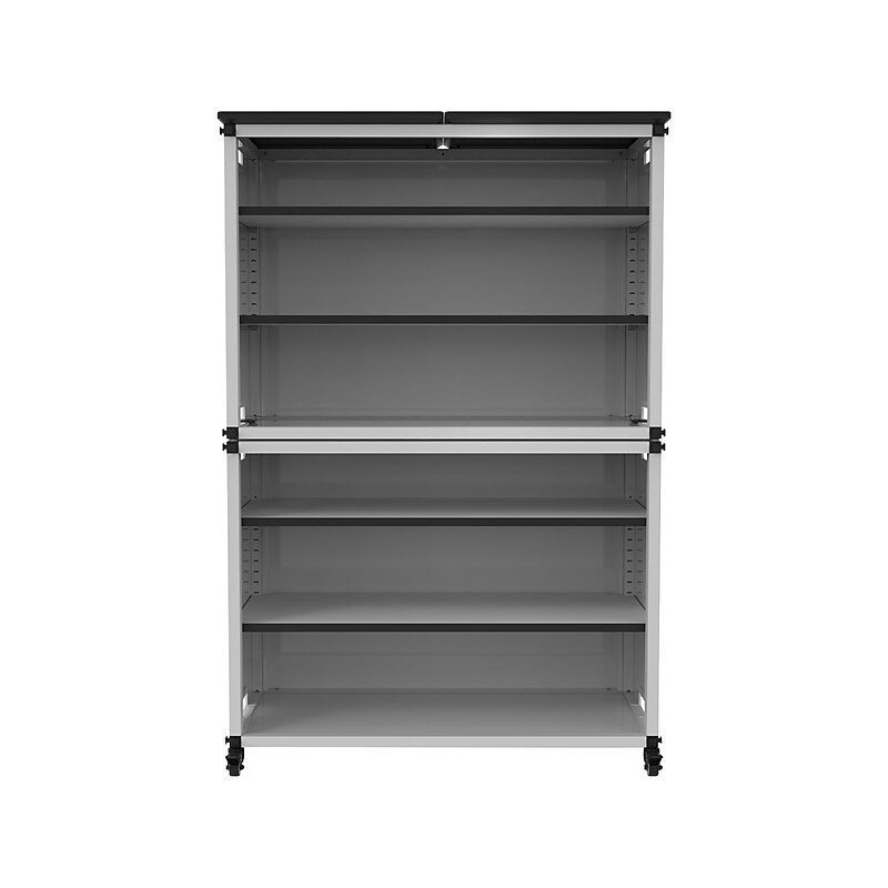 Luxor Mobile 6-Section Modular Classroom Bookshelf, 54.5"H x 36.5"W x 18.25"D, White (MBSCB07) image 1