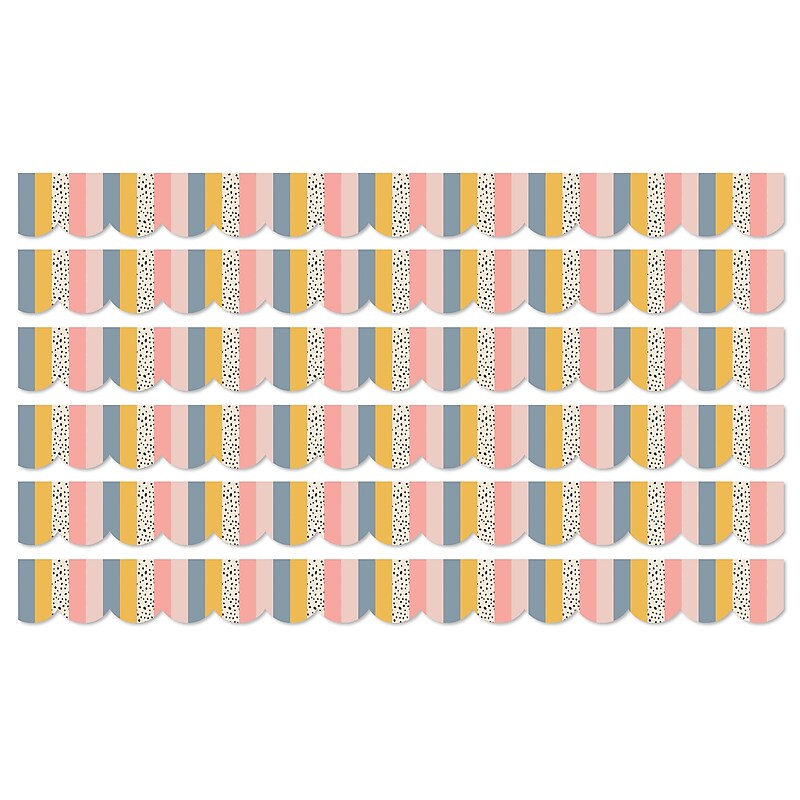 Carson Dellosa Education We Belong Scalloped Borders Per Bundle, 3"x 3', Stripes, 6/Bundle (CD-108493-6) image 1