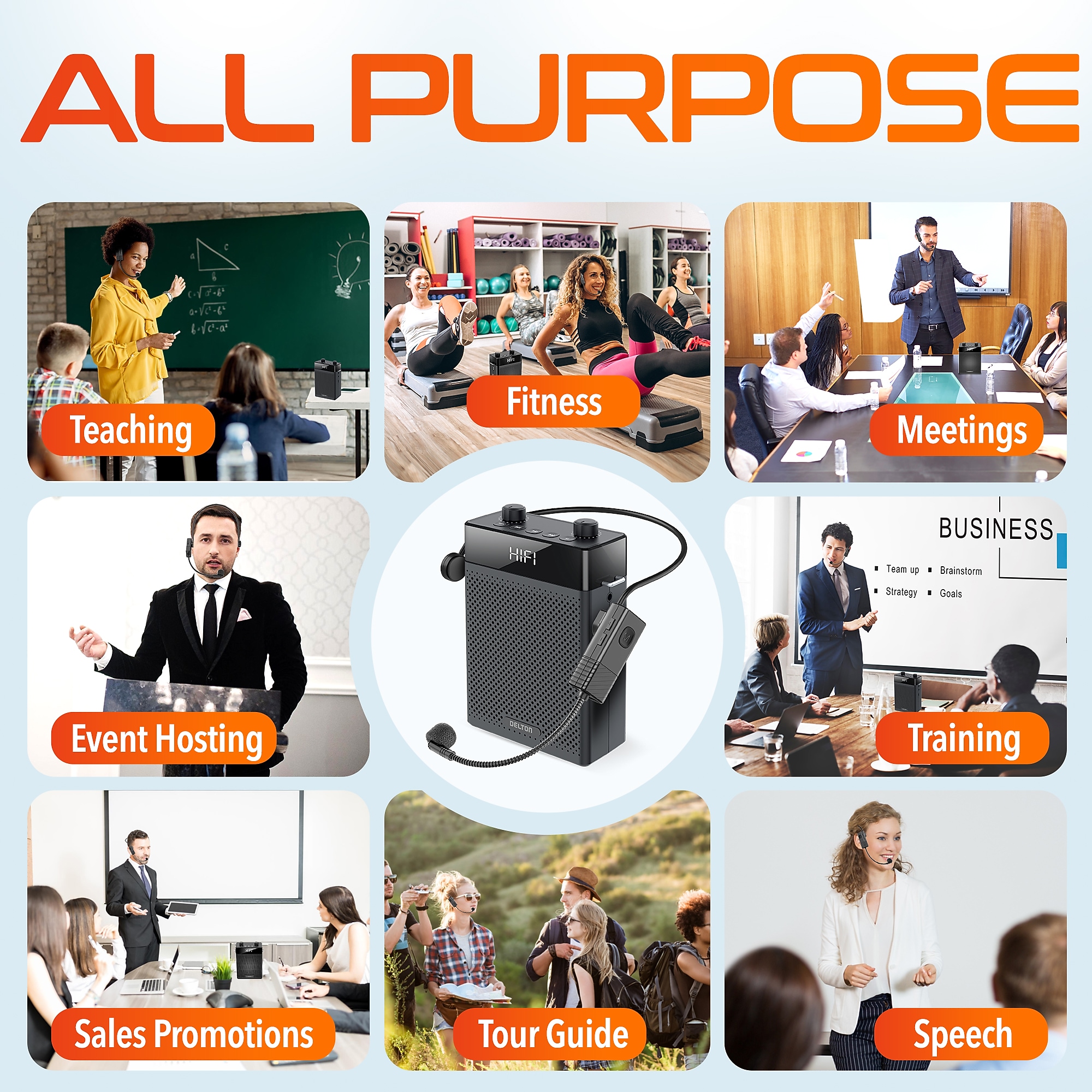 Delton A566 Bluetooth Voice Amplifier with Wireless Headset, Portable Amplifier with Microphone, Black (DVA566) Sansujyuku sansujyuku.com