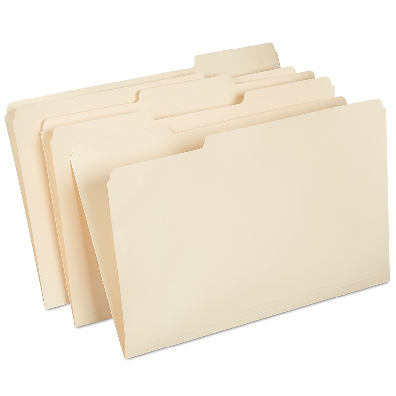 Staples 30% Recycled File Folders, 1/3-Cut Tab, Legal, Manila, 100/Box (ST56680-CC) image 1