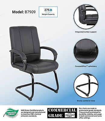 Boss Caressoftplus Vinyl Guest Chair, Black (B7909) Sansujyuku sansujyuku.com