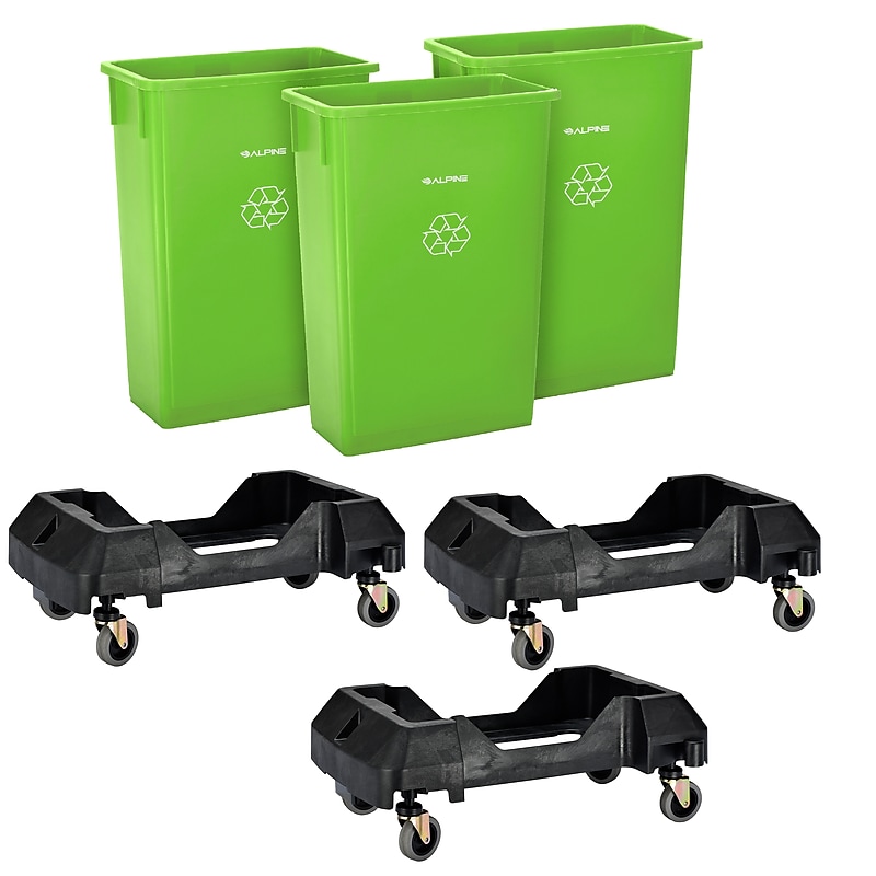 Alpine Industries Polypropylene Commercial Indoor Recycling Bin, 23 Gallon, Lime Green, 3/Pack (ALP477-LGRN-3PKD) image 1