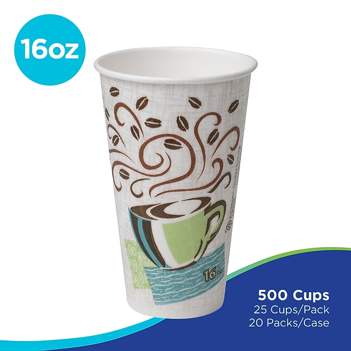 Dixie PerfecTouch Paper Hot Cups, 16 oz., Coffee Haze, 500/Carton