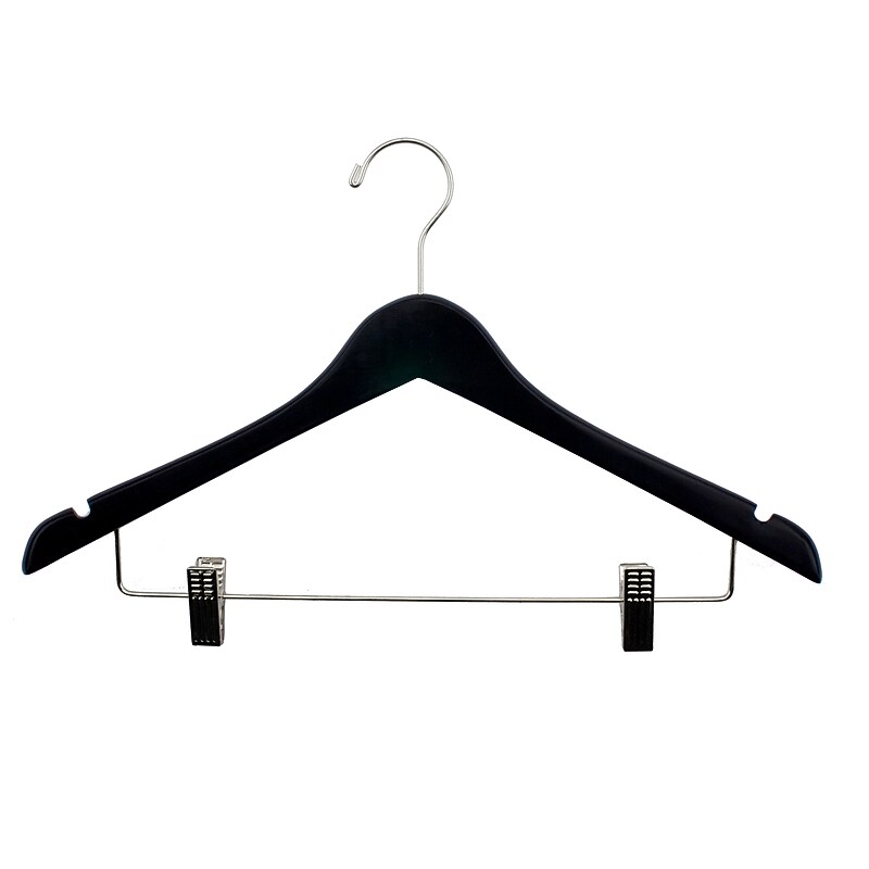 Nahanco 17" Wood Ladies' Concave Suit Hanger, Black, 100/Box (72-17RC) image 1