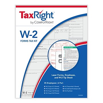 TaxRight 2023 W-2 Tax Form Kit with Envelopes, 6-Part, 25/Pack (SC5650E25)