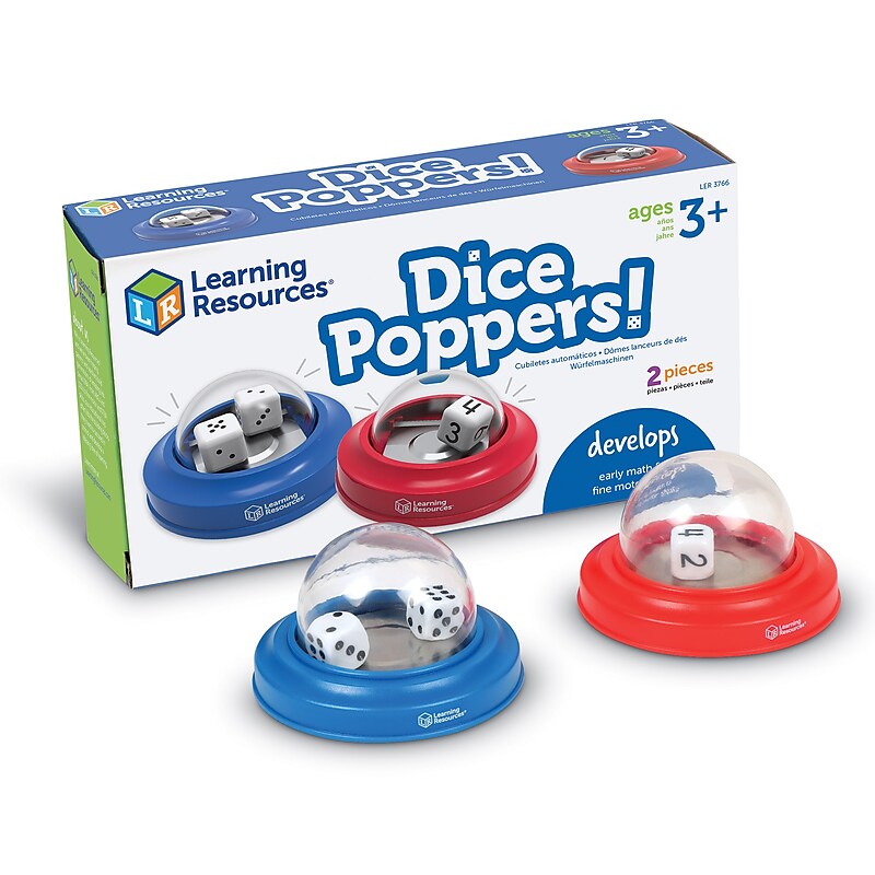 Learning Resources Dice Poppers!, Blue/Red, 2/Pack (LER 3766) image 1