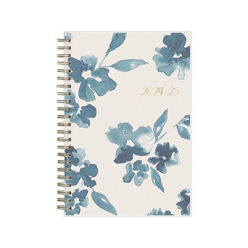 2024-2025 Blue Sky Bakah Blue 5" x 8" Academic Weekly & Monthly Planner, Plastic Cover, Blue/White (131969-A25) image 1