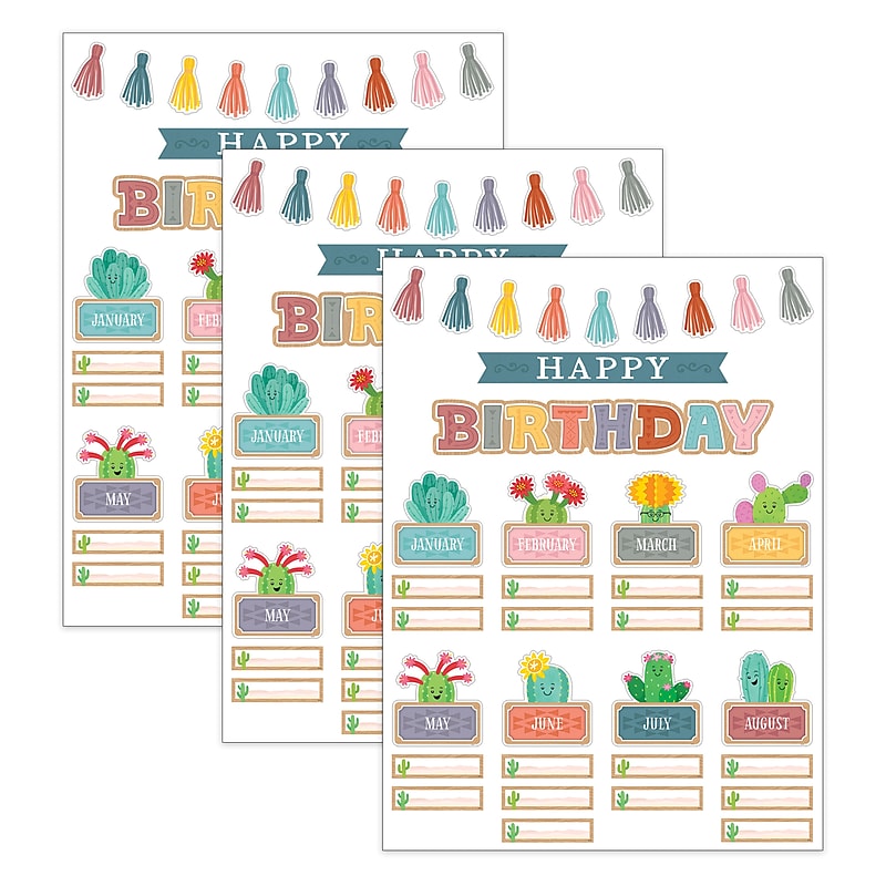 Teacher Created Resources Happy Cactus Crew Happy Birthday Mini Bulletin Board Set, 59/Pieces, 3 Sets (TCR6958-3) image 1