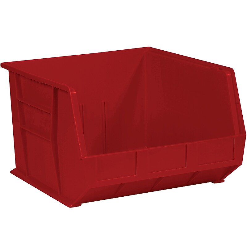 Partners Brand Extra Large Stackable Plastic Storage Bin, 18" x 11"x 16.5", Red, 3/Carton (BINP1816R) image 1