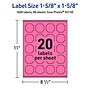 Avery Square Scalloped Laser/Inkjet Multipurpose Labels, 1-5/8" x 1-5/8", Bright Pink (1600/Box)~#|#~FE81345B-DCD0-4D42-BC3D65952AFA0A09_sc7