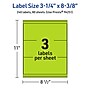 Avery Laser/Inkjet Multipurpose Rectangle Labels, 3-1/4" x 8-3/8", Bright Green, 240/Box (94251)~#|#~FE81ED0B-66F2-4DAE-9A5C195012789764_sc7