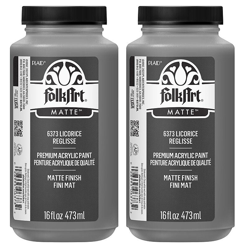 FolkArt Acrylic Paint Matte, 16oz., Licorice, 2/Pack (FLK6373-2) image 1
