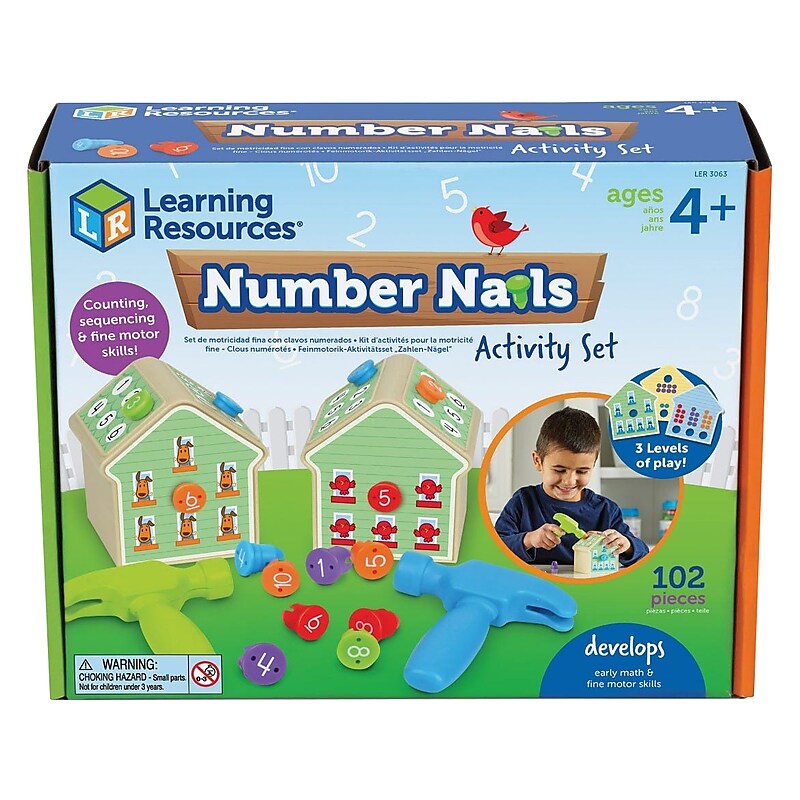 Learning Resources Number Nails Fine Motor Activity Set (LER3063) image 1
