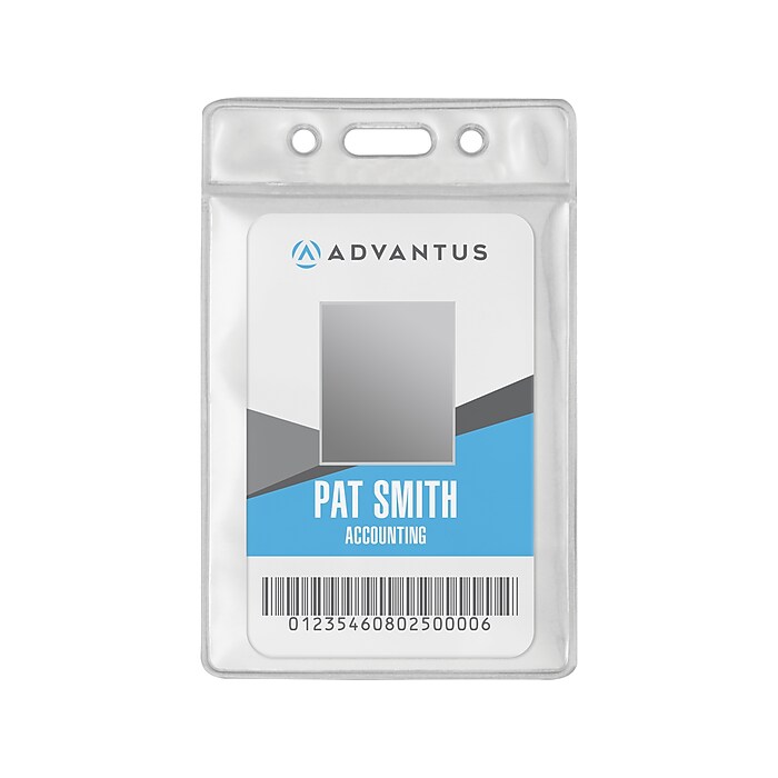 Advantus Lanyard ID Badge Holder, Clear, 50/Pack (75684) | Staples