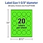 Avery Circle Multipurpose Labels, 1-2/3" Dia., Neon Green, 200/Pack (94508)~#|#~FE9ACA6C-8CFF-411D-9E85EEBBEB035A06_sc7