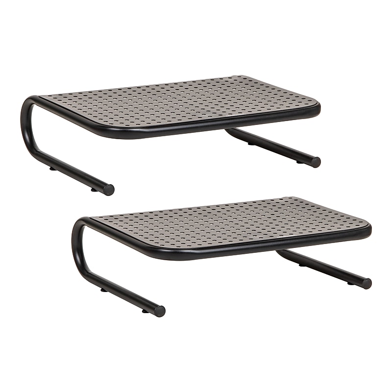Mind Reader Ventilated Monitor Stand, Holds up to 44 lbs., Metal, Black, 2/Pack (2METMONST-BLK) image 1