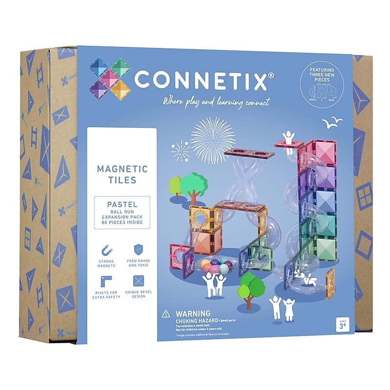 Connetix Magnetic Tiles Pastel Ball Run Expansion Pack, 80 Pieces (CNTP00080BR) image 1