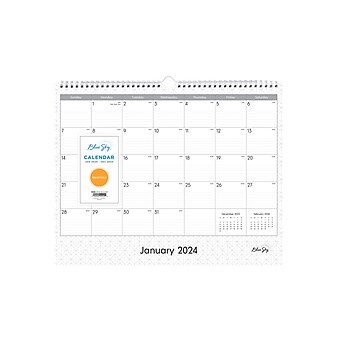 2024 Blue Sky Enterprise 15" x 12" Monthly Wall Calendar, White/Gray (111292-24)