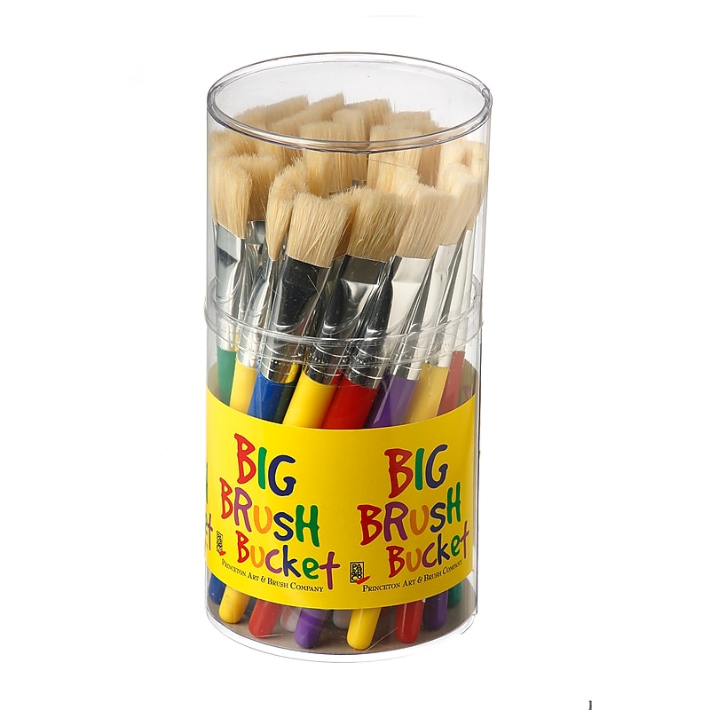 Princeton RealValue Mixed Media Natural Bristle, Kids Stuby Flat Brush Pack, 30/Pack (PBXP5950FC) image 1