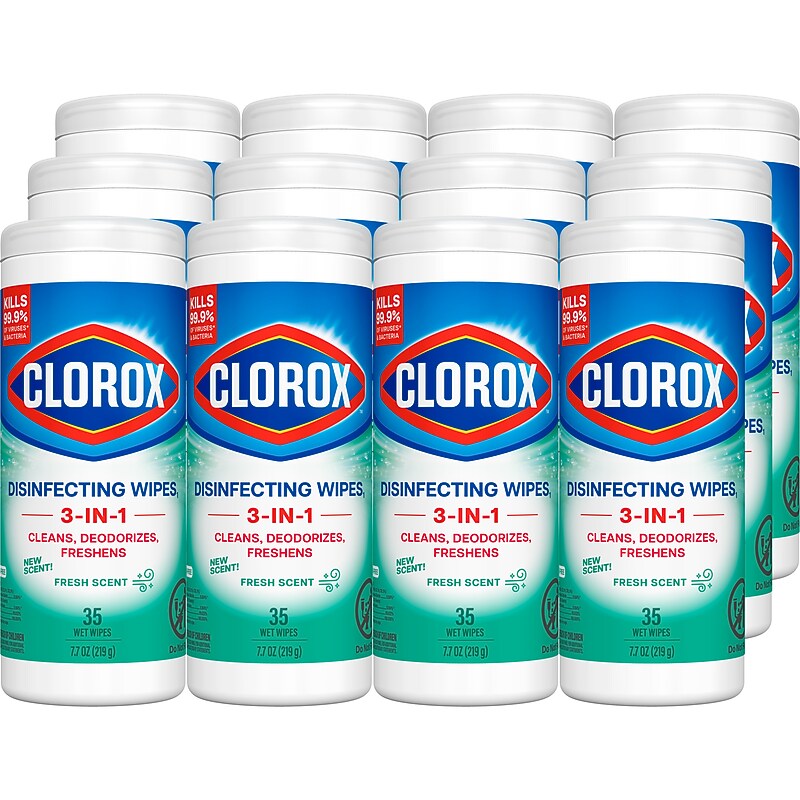 Clorox Disinfecting Wipes, Fresh Scent, 35 Wipes/Container, 12/Carton (01593) image 1