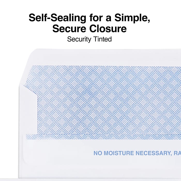 Staples Self Seal Security Tinted #10 Window Envelopes, 4 1/8
