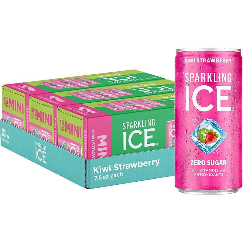 Sparkling Ice Mini Kiwi Strawberry Flavored Sparkling Water, 7.5 fl. oz., 10 Cans/Pack, 3 Packs/Carton (FG00591) image 1
