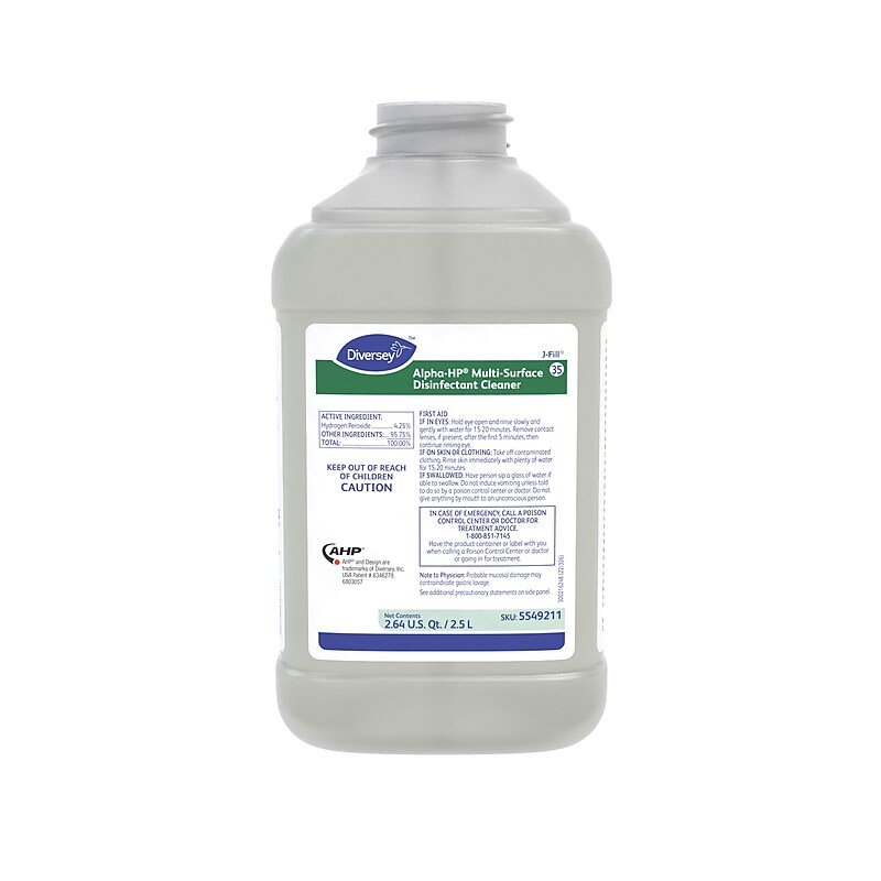 Alpha-HP 35 Disinfectant for Diversey J-Fill, Citrus, 2.5 L / 2.64 U.S. Qt., 2/Carton (55492110) image 1