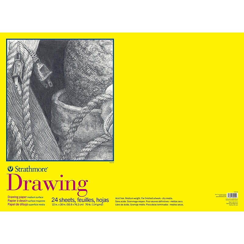 Strathmore 300 Series 22" x 30" Tape Bound Drawing Paper Pad, 24 Sheets/Pad (STTP34022) image 1