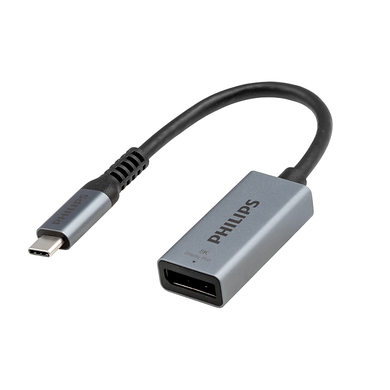 Philips USB C to Display Port Audio/Video Adapter, Male to Female, Silver (SWL9753S/37) image 1