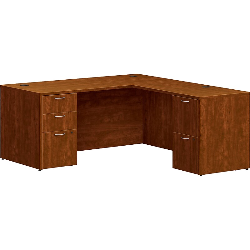 HON Mod 66"W L-Shaped Double-Pedestal Desk, Russet Cherry (HLPL6672LDESKRC1) image 1