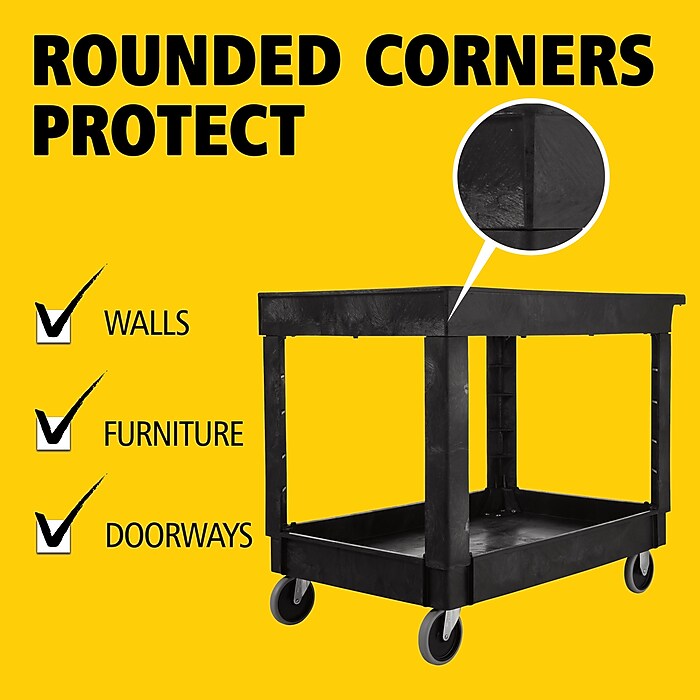 Rubbermaid 2-Shelf Plastic/Poly Mobile Utility Cart with Swivel