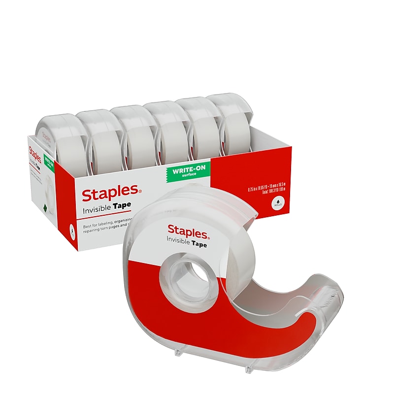Staples Invisible Tape with Dispenser, 3/4" x 18.05 yds., 6 Rolls/Pack (ST62851) image 1