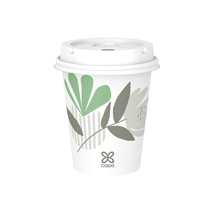 Dixie Pathways Paper Hot Cups, 10 oz., White, 50/Pack (2340PATH